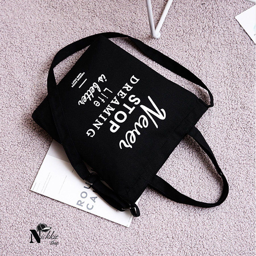 Túi vải canvas dreaming never stop thời trang