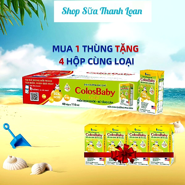 (HSD T6-2025) (Có Thẻ Cào) Thùng 48 Hộp Sữa Pha Sẵn ColosBaby Gold 110ml/thùng.