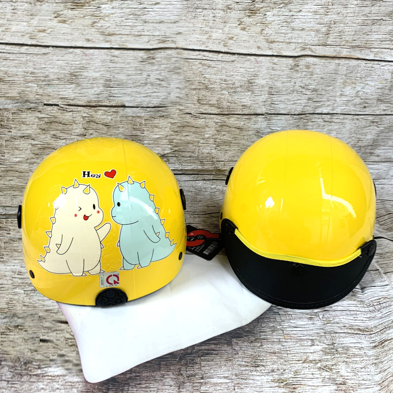 [sticker]Mũ Cặp - Nón Bảo Hiểm Hoạ Tiết Khủng Long Đôi - DENALI.VN