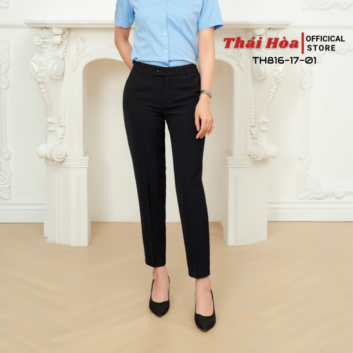 Quần tây nữ Thái Hòa TH816-17-01 Quần tây nữ màu đen vải mịn nhẹ, thoáng mát