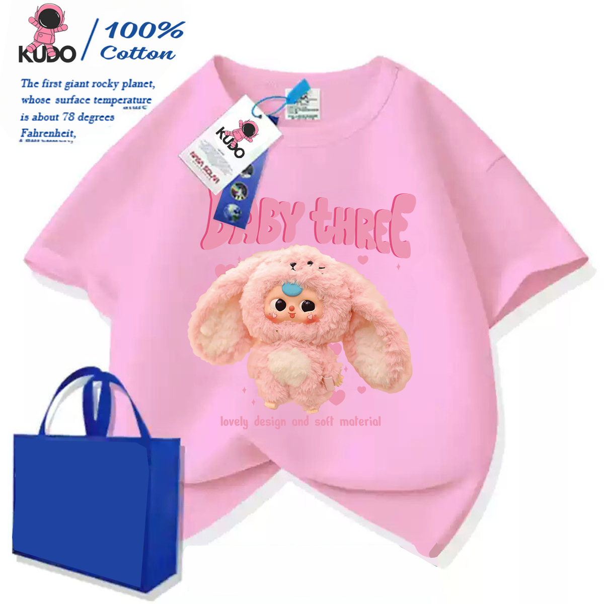 Áo thun cho bé KUDO size 10 - 40 kg họa tiết baby three dễ thương chất vải 100% cotton tự nhiên co dãn 4 chiều siêu thoáng khí tránh hầm bí, bst baby three 01 - 2