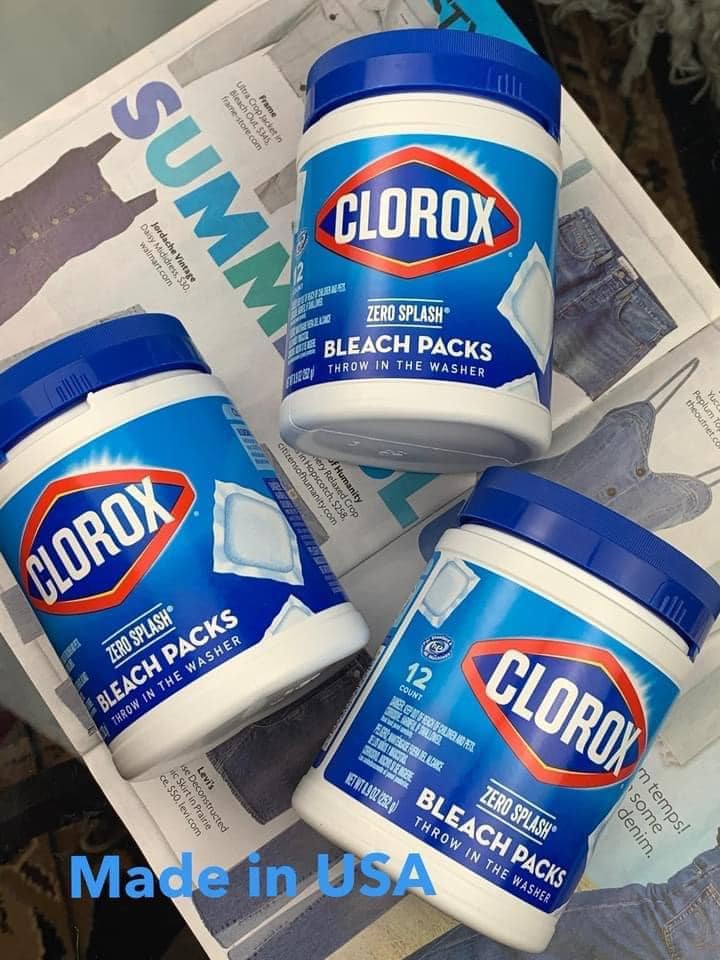 Thuốc tẩy dạng bột Clorox Zero Splash Bleach Packs giúp quần áo sạch trắng