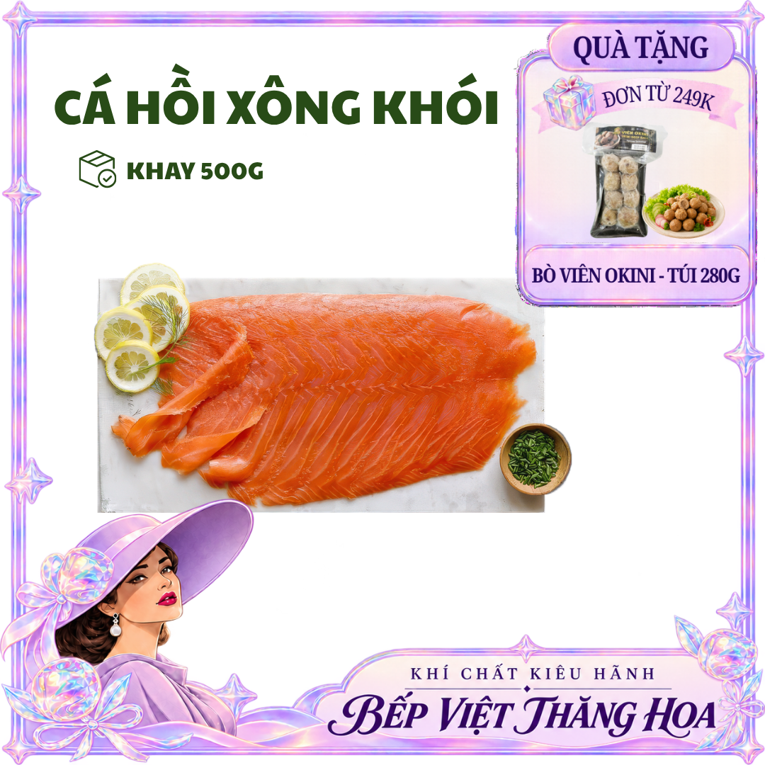 [HỎA TỐC HCM] Cá Hồi Chile Xông Khói Vàng Ươm Thịt Mềm Ngọt Không Bị Khô Khay 500G