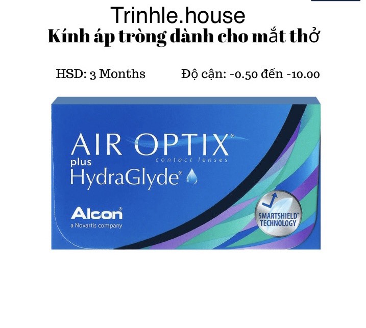 Kính áp tròng 3 tháng trắng Air Optix- lens trong suốt Silicon của Nhật độ cận từ -2.00 đến 10.00 độ