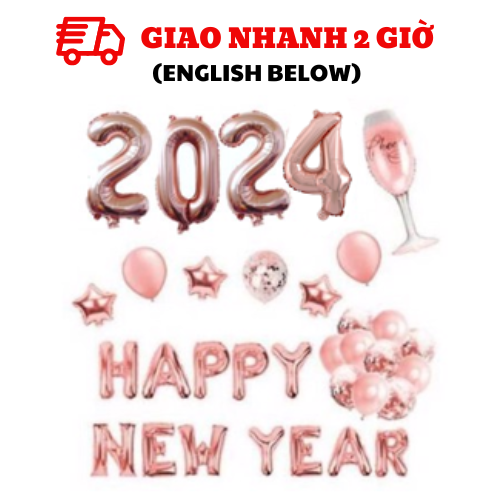 Bộ bong bóng trang trí happy new year set cbhp62