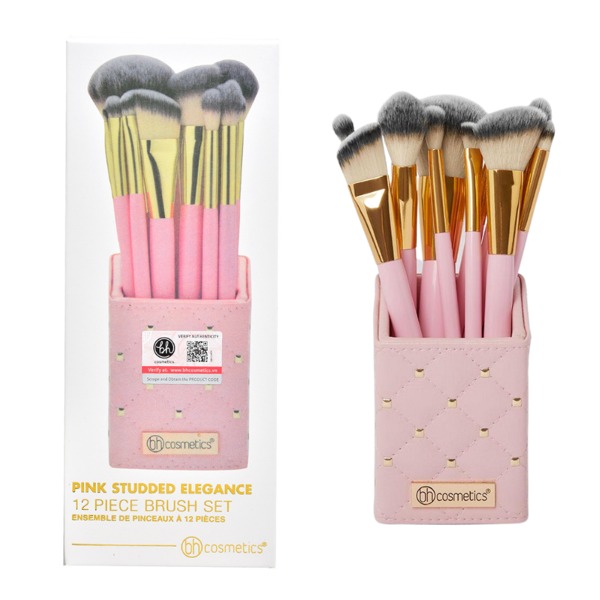 Bộ Cọ Trang Điểm 12 Cây Bh Cosmetics Pink Studded Elegance With Holder