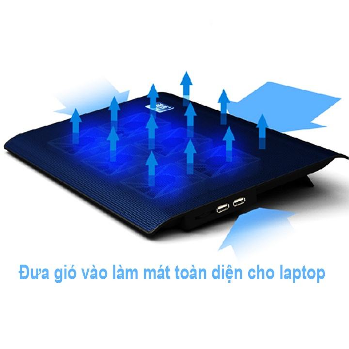 Đế tản nhiệt cao cấp cho laptop l112 - 6 quạt cực mạnh chạy cực êm đèn xanh dịu mắt