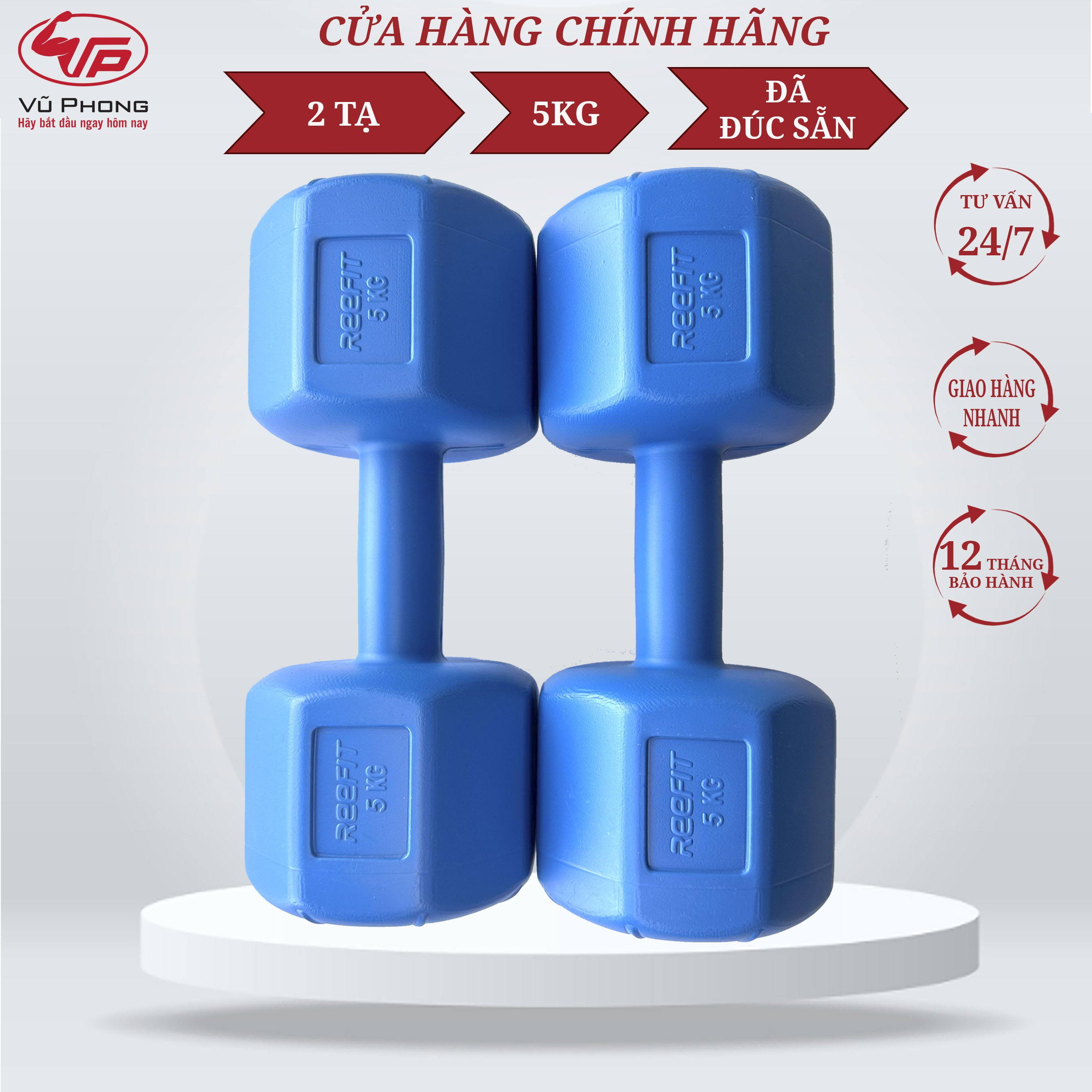 Bộ 2 tạ nhựa bát giác 5kg