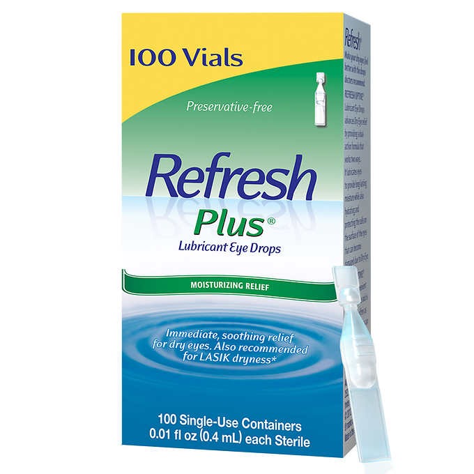 Nước mắt nhân tạo dạng tép Refresh Plus Lubricant Eye Drops - 100 tép