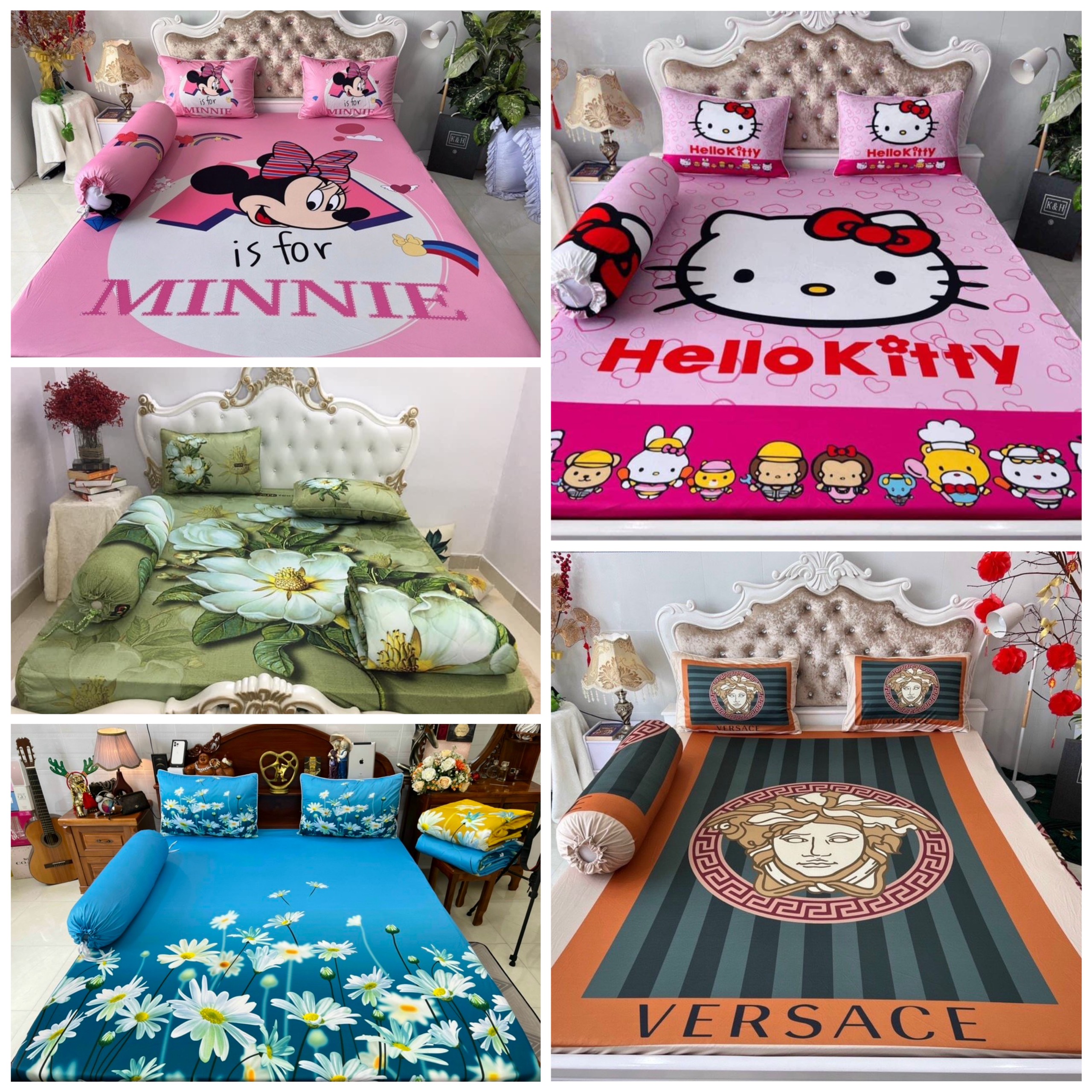 Trọn bộ drap ga thun ý 5d có mền size m8*2m chất bao đẹp