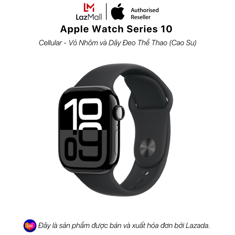 Apple Watch Series 10 Cellular Vỏ Nhôm và Dây Đeo Thể Thao (Cao Su) - Hàng Chính Hãng VN