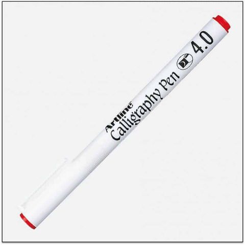 Bút viết thư pháp artline calligraphy ek-244 - chisel tip 4.0mm - màu đỏ