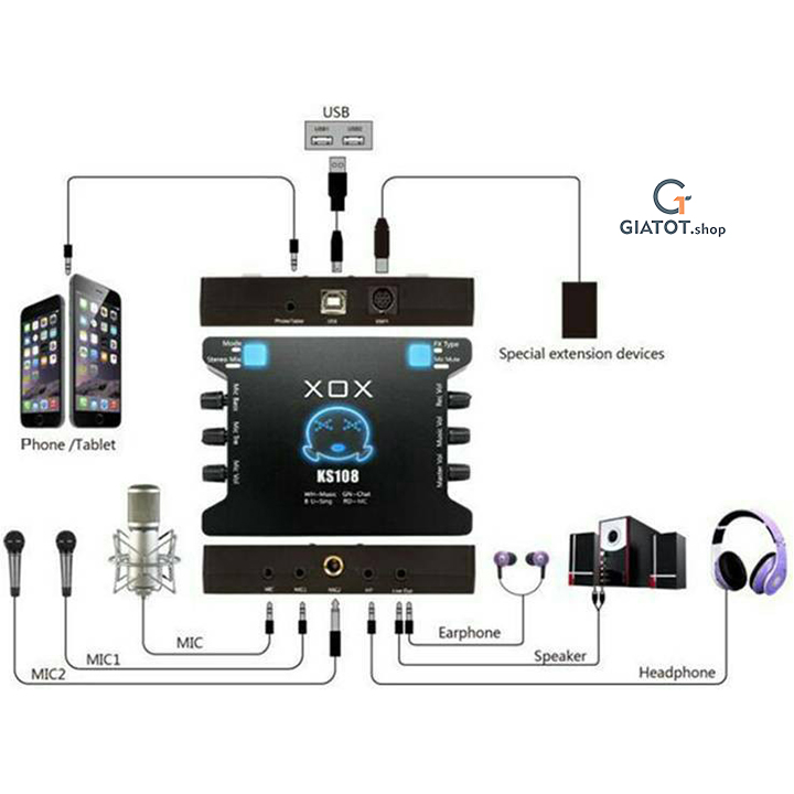 Sound card xox ks108 chuyên dùng cho thu âm, hát karaoke, livestream-npp ehomepire