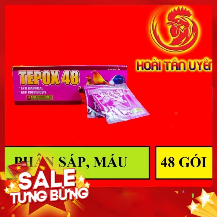 Tepox 48 - trị tiêu chảy ra máu cho gà đá 1 hộp 48 gói