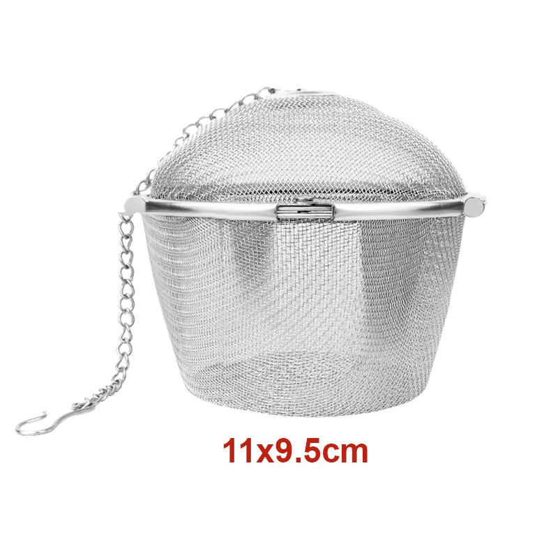Bộ lọc pha trà bằng inox 304 dạng lưới, hình trụ tròn, loại lớn 11x9.5cm