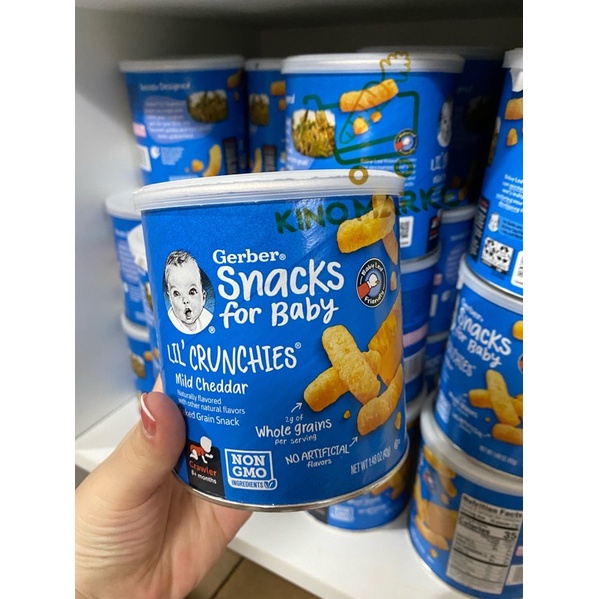 3/25 bánh ăn dặm gerber lùn lil' crunchies usa lon tròn 42gr hàng air có bill
