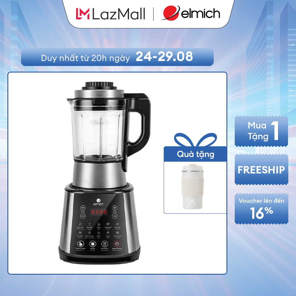 Máy làm sữa hạt đa năng cao cấp 8 chế độ nấu Elmich CBE-3902