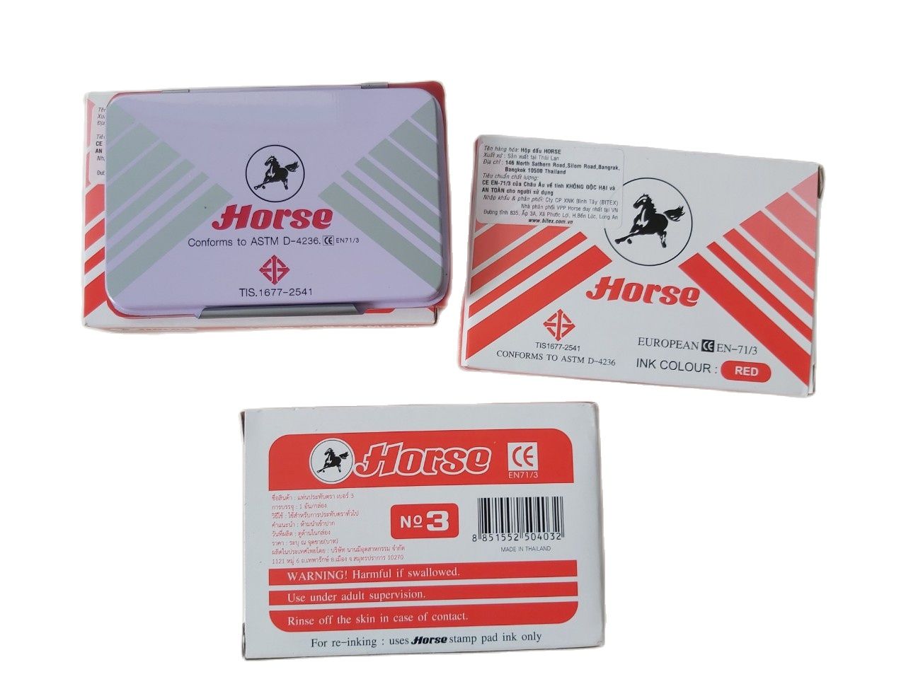 Horse Hộp mực lăn tay, mực đóng dấu có sẵn mực không độc hại và an toàn cho người sử dụng