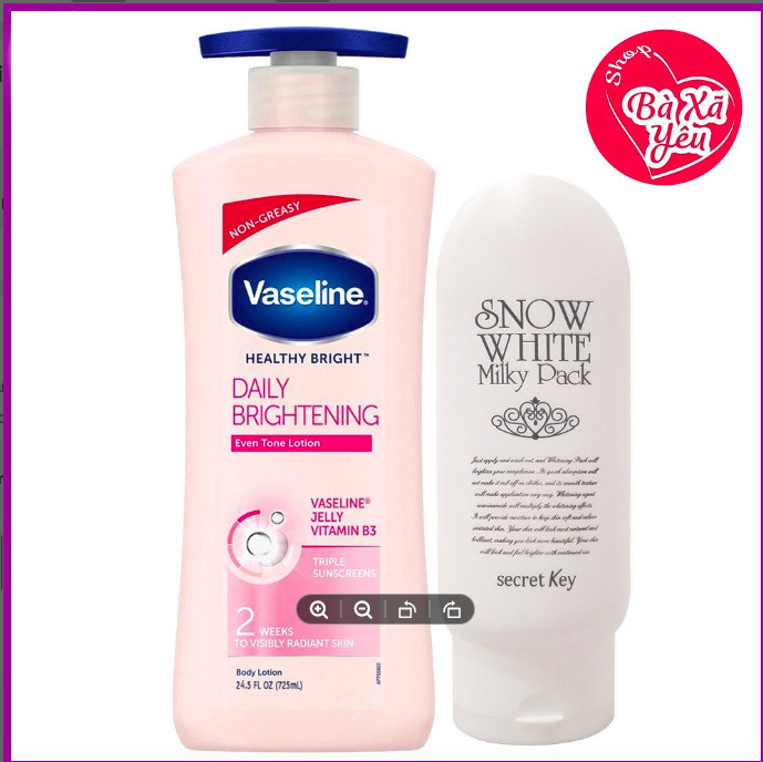 Dưỡng thể Vaseline + Kem dưỡng snow white secret key