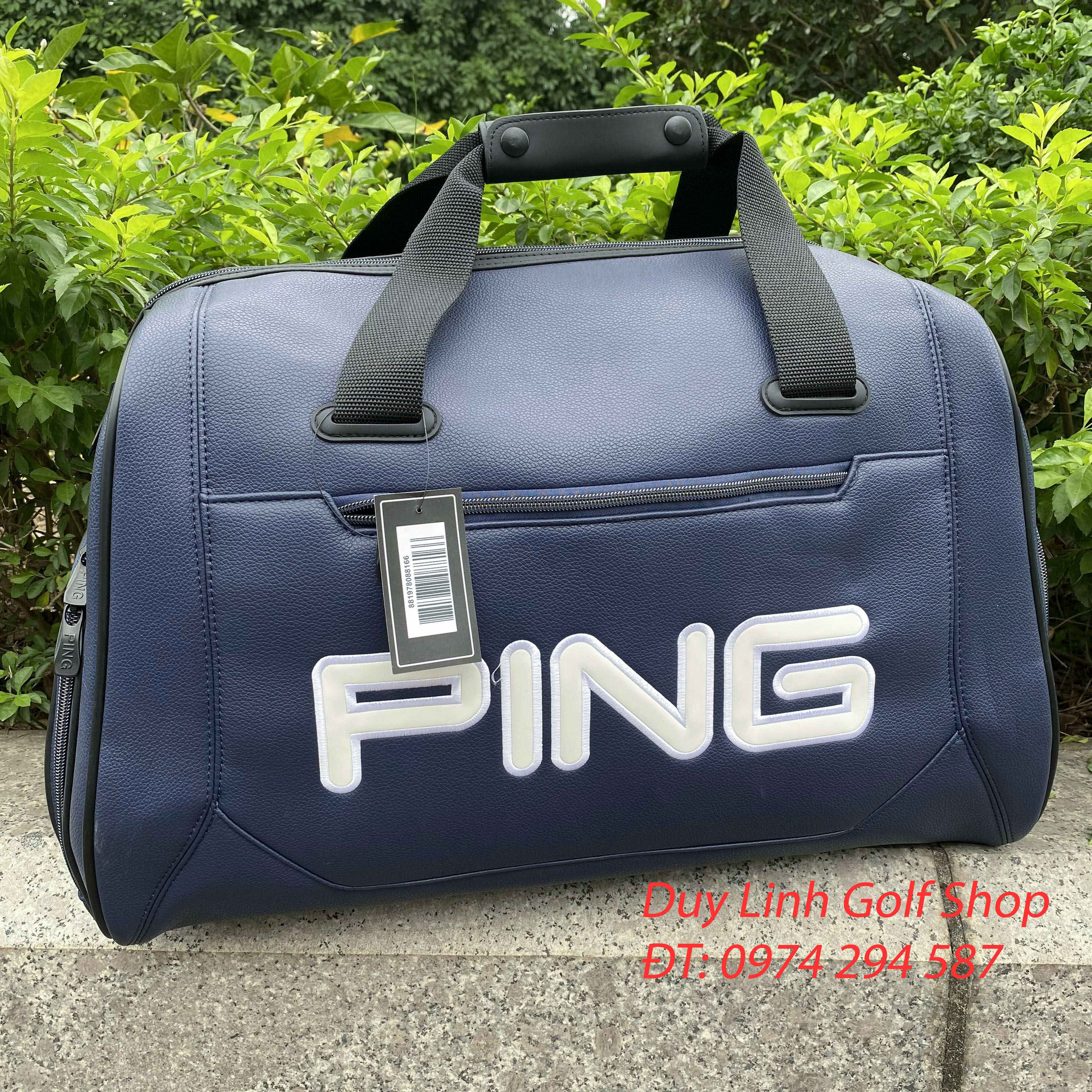 Túi Đựng Quấn Áo Golf Nam Nữ PING Chất Liệu Da Bò Hạt Sần Cao Cấp Kháng NướcTốt, Dễ Vệ Sinh, Có Ngăn Để Giày. túi gôn