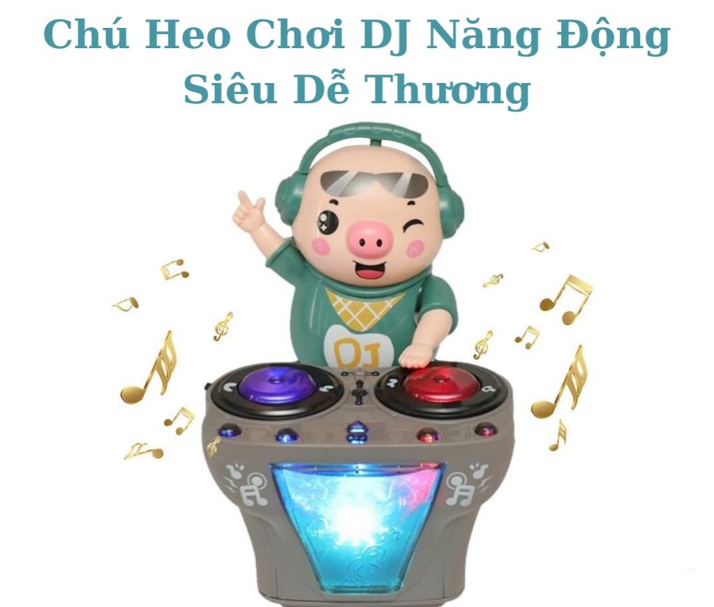 Heo Phát Nhạc , Chú Heo Chơi DJ Năng Động Siêu Dễ Thương Nhảy Theo Nhạc Và Đèn Cho B