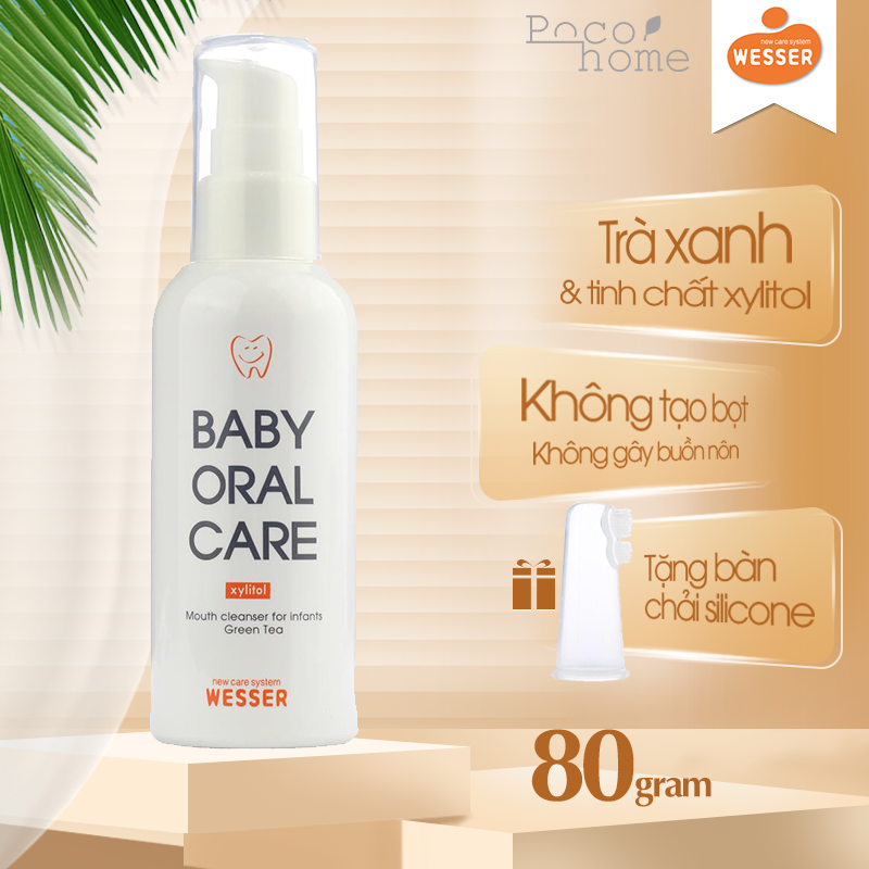 Nước rơ lưỡi Wesser Hàn Quốc cho trẻ sơ sinh - Dung dịch rơ miệng cho bé an toàn có thể nuốt được Pocokids