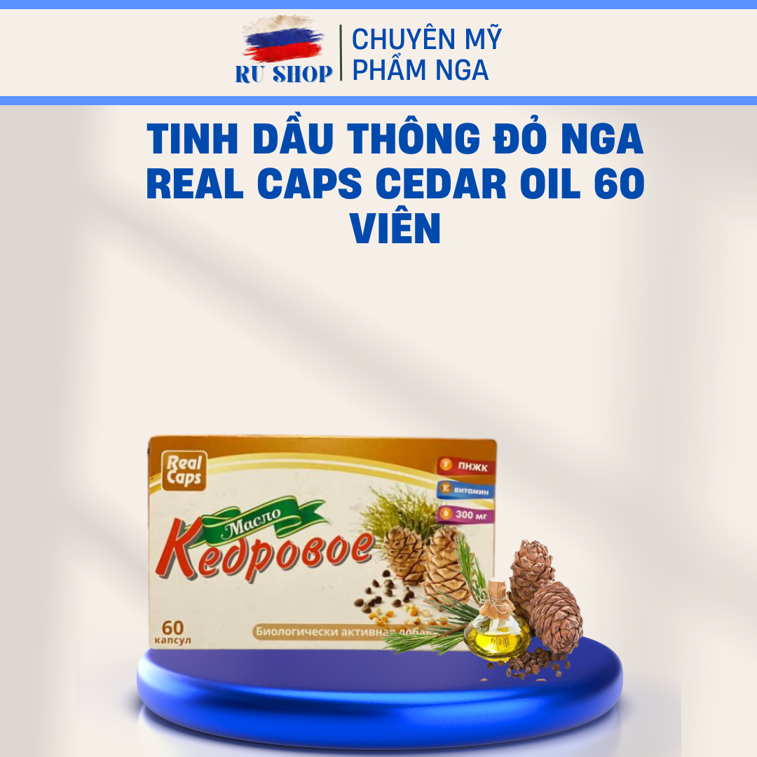 Tinh Dầu Thông Đỏ Nga Real Caps Cedar Oil 60 viên