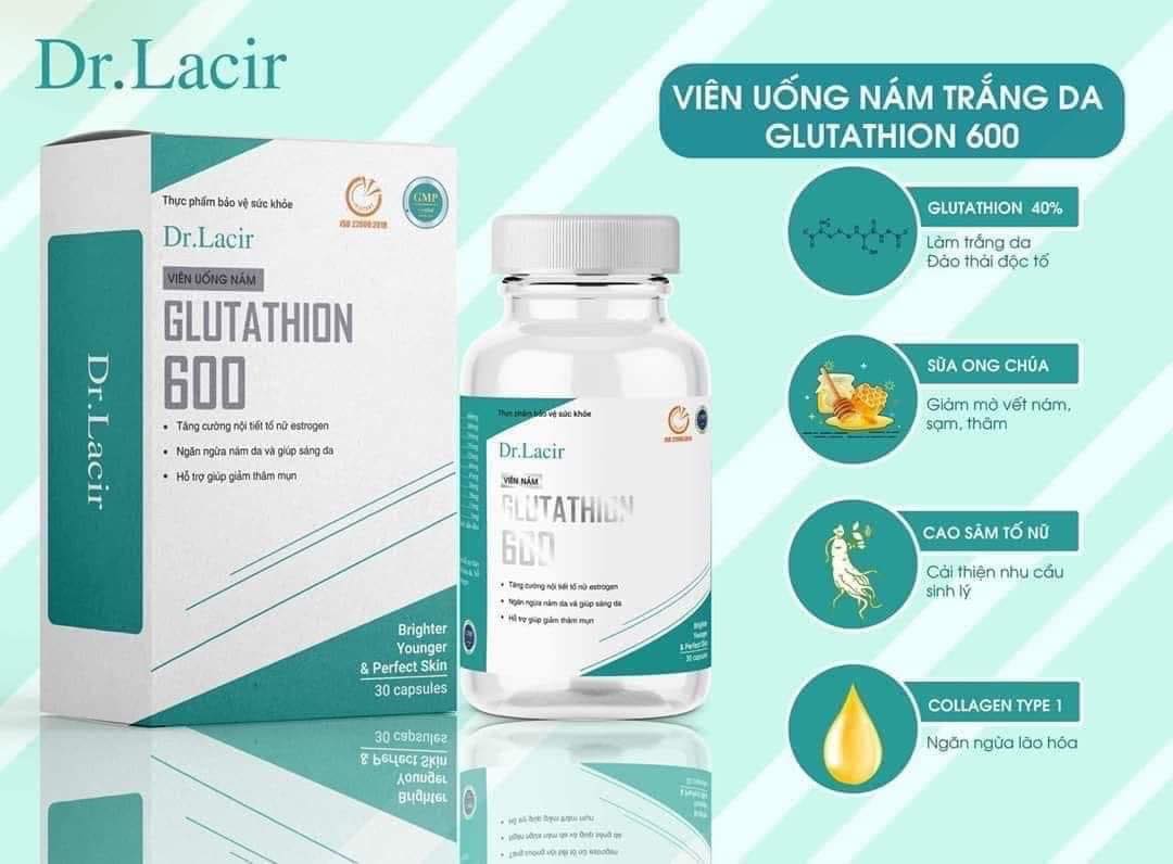 Viên Uống Nám Trắng Da Dr Lacir Glutathione 600 - Viên Uống Dr.Lacir [ Chính Hãng 100% ]