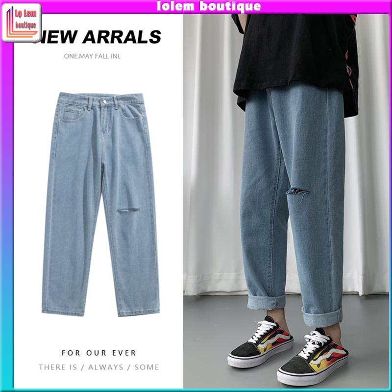 Quần baggy Nam dáng suông ống rộng cao cấp rách gối phong cách Hàn quốc - Lolem Boutique