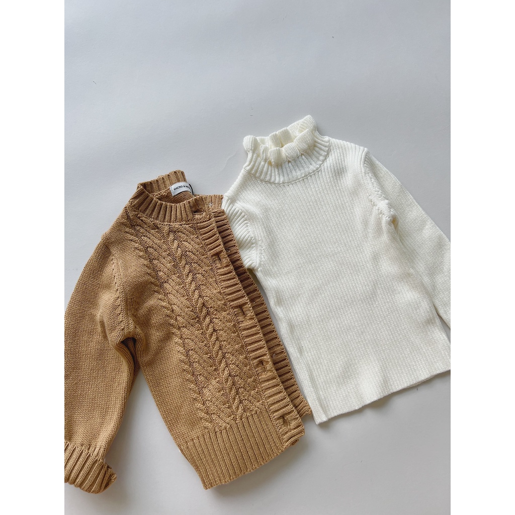 Áo len bé gái cổ cao tay bèo Macro & Micro Frill Knitted Sweater