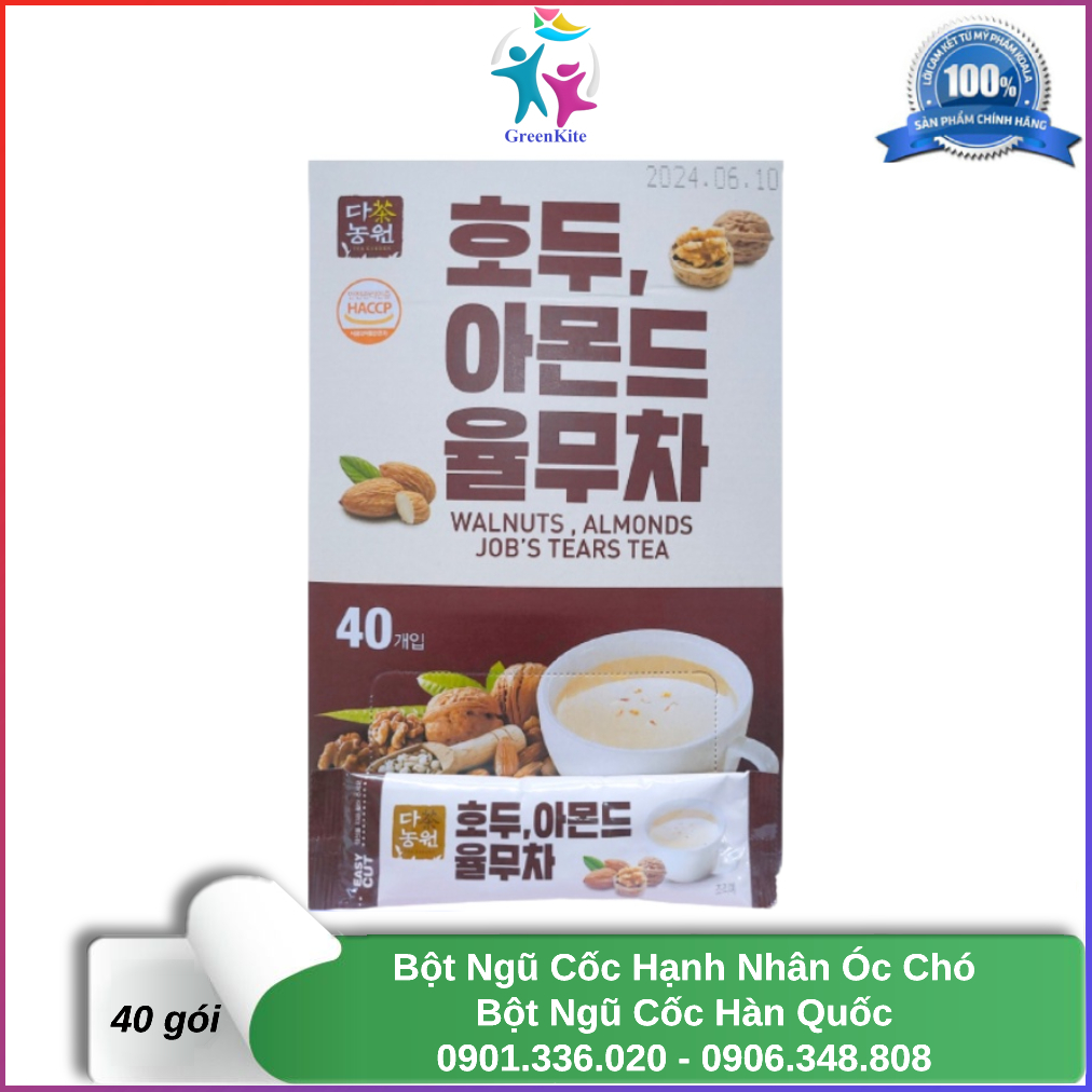 Bột ngũ cốc dinh dưỡng óc chó hạnh nhân 18g - nhập khẩu hàn quốc - date 2024
