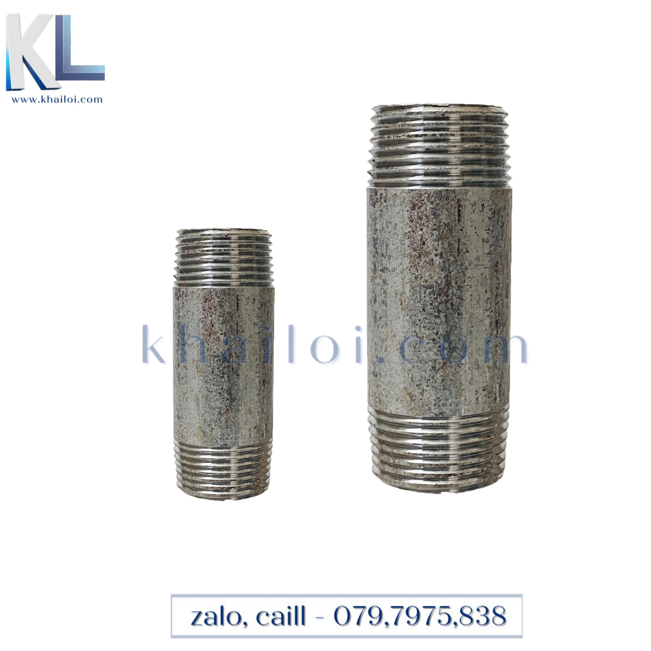 Ống sắt kẽm ren ngoài 100mm- kép ren ngoài sắt mạ kẽm