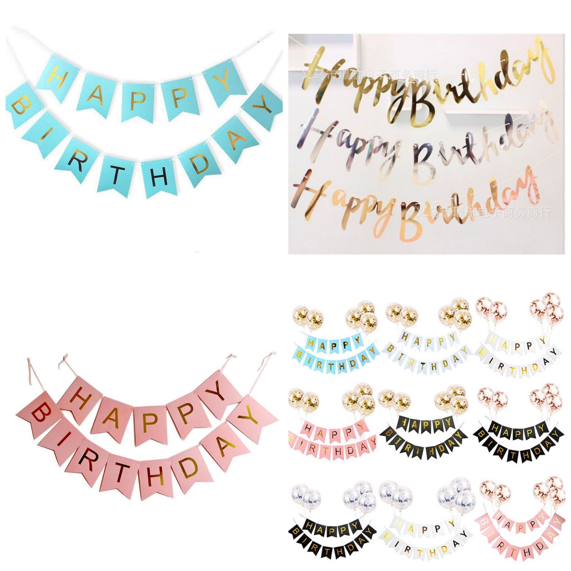 Dây chữ  happy birthday ép kim / dây chữ happy birthday cờ giấy loại to