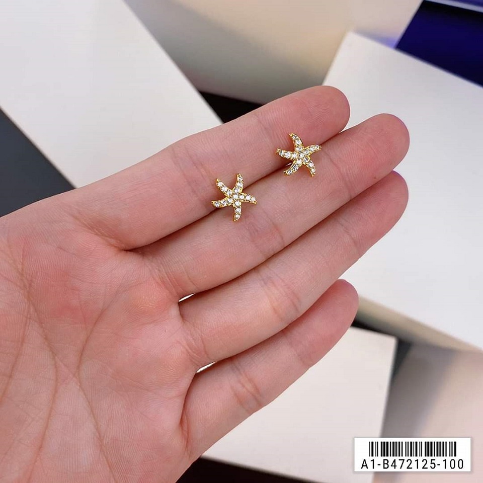Bông tai nữ mạ vàng 18k cao cấp hình Ngôi sao biển - 69 STORES