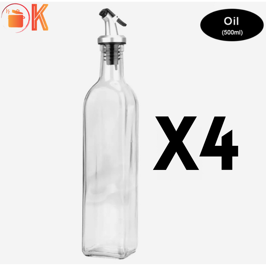 [HCM]4 chai thuỷ tinh gia vị đựng dầu ăn - dấm - nước tương - nước mắm  (4 vòi chiết) như hình 500ml TP-G046