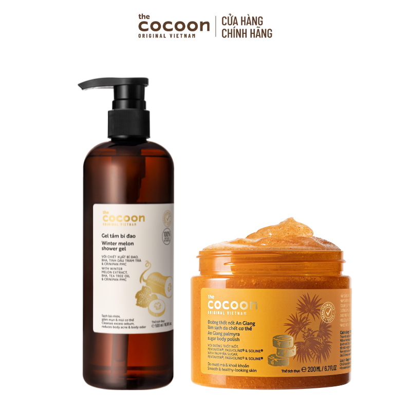 COMBO 1 Gel tắm bí đao 500ml + 1 Hũ Tẩy da chết cơ thể đường thốt nốt 200ml