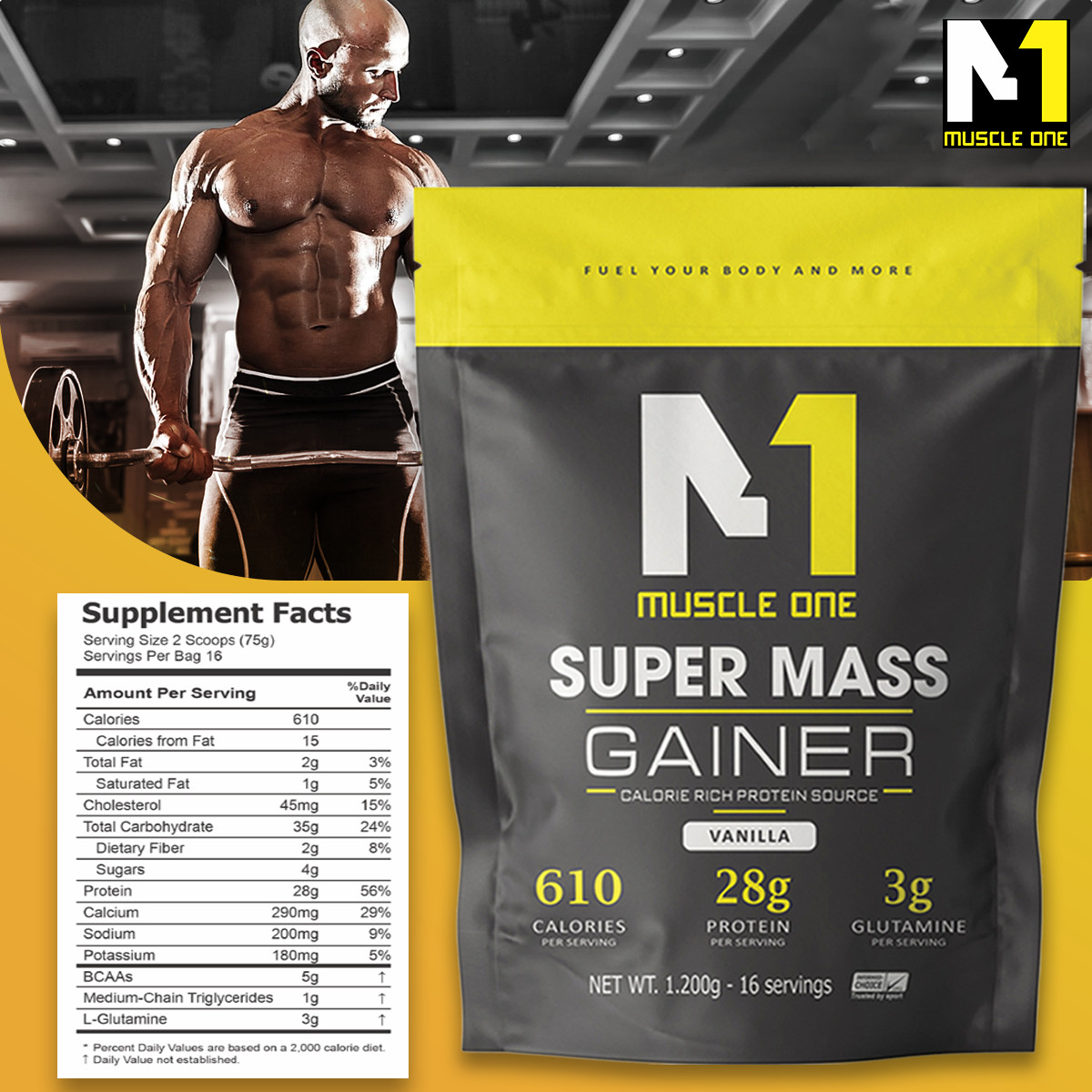  Sữa tăng cân tăng cơ Super Mass Muscle one Hỗ trợ tăng cân tăng cân nạc hiệu quả - nhanh chóng 