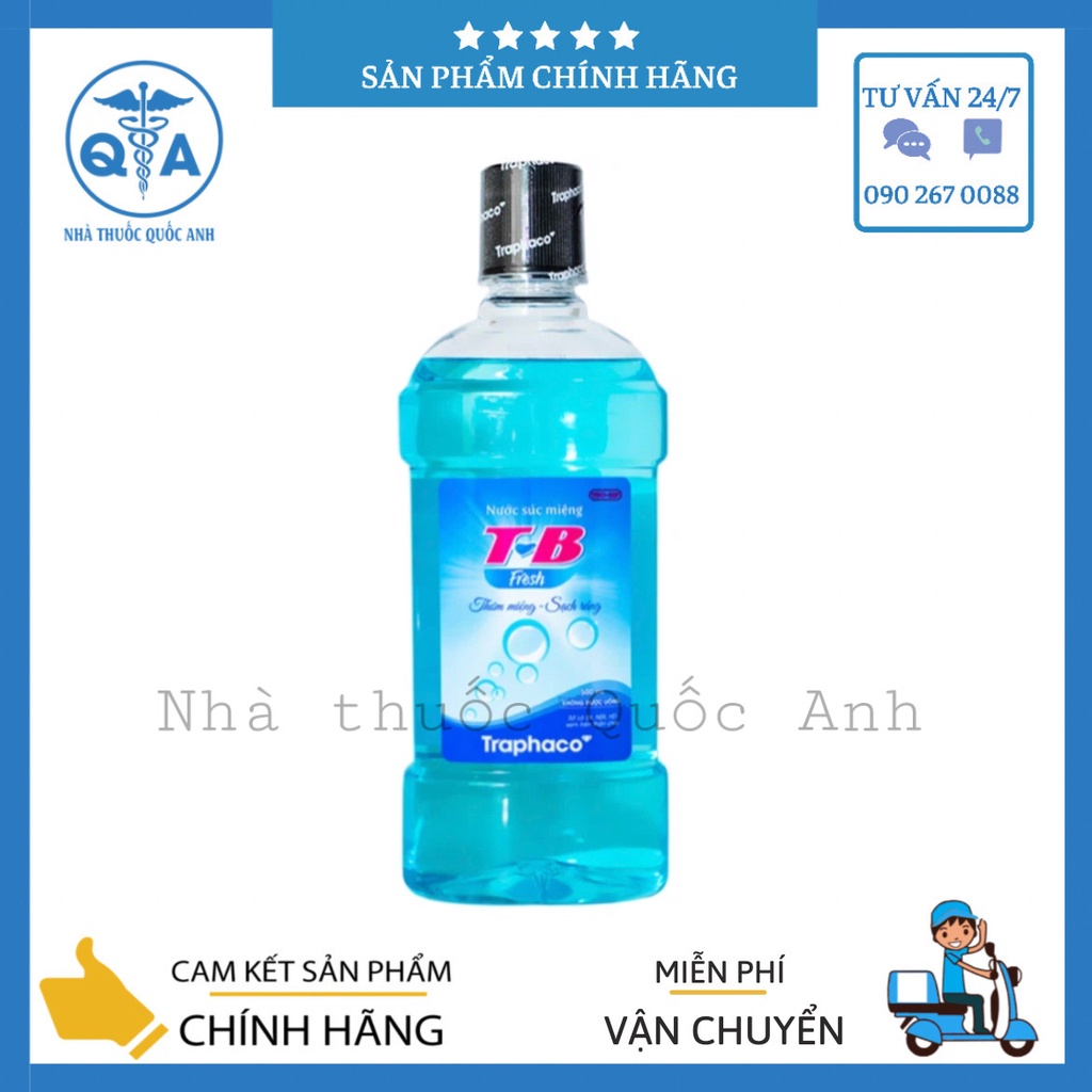 Nước xúc miệng TB Traphaco sạch miệng, Thơm lâu Chai nhựa 500ml