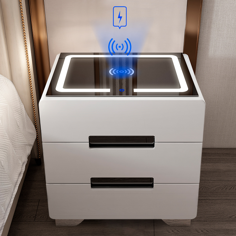 Tủ đầu giường thông minh ROBINHOME,, tab đầu giường đa năng kèm đèn Led Cảm ứng ,cổng USB, sạc không dây.