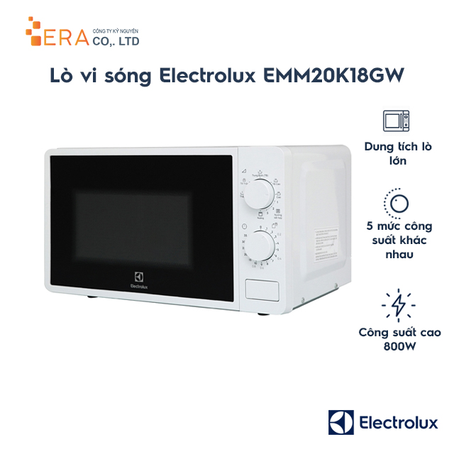 Lò vi sóng electrolux emm20k18gw 20l
