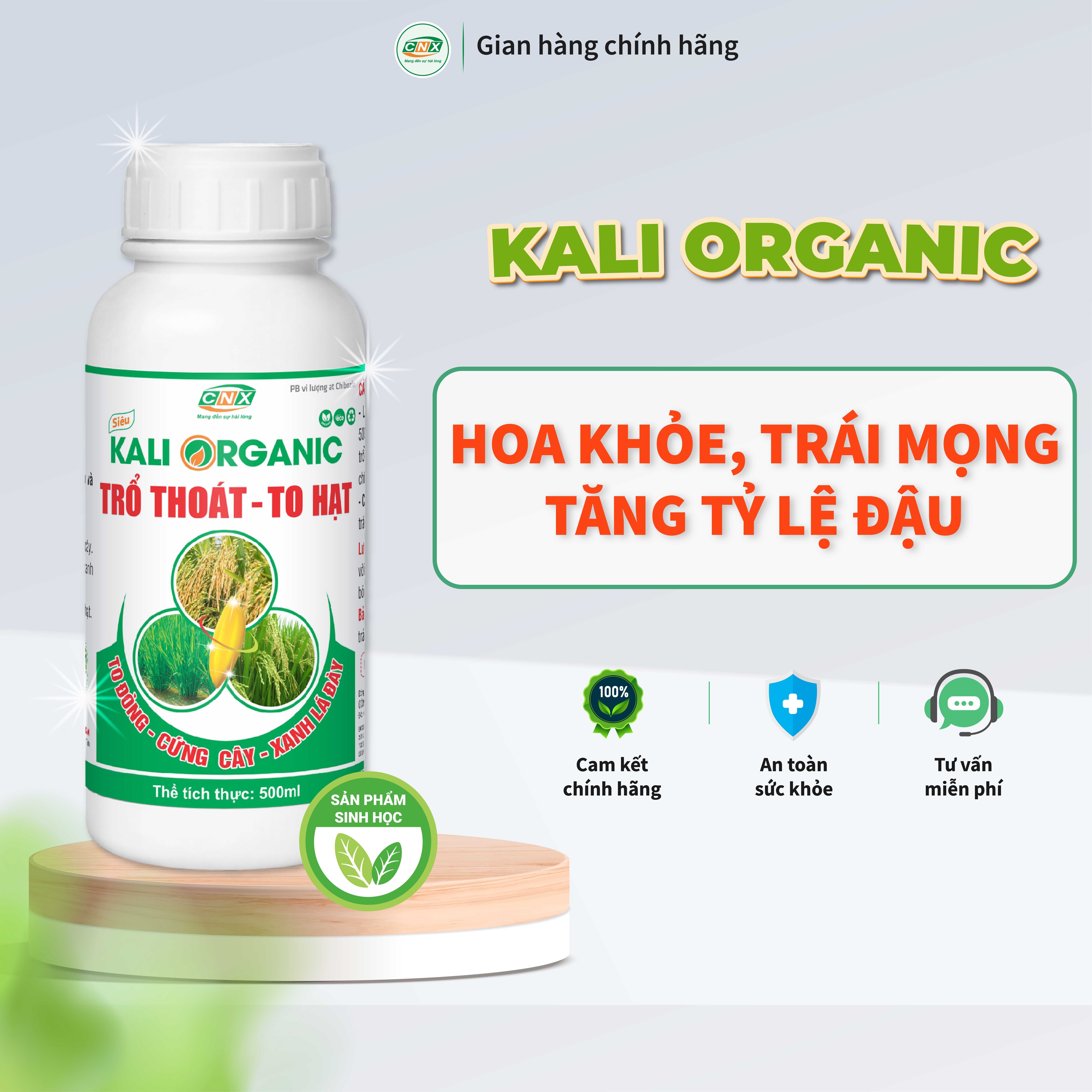 Phân bón vi lượng SIÊU KALI ORGANIC giúp bông to, mọng quả, tăng tỷ lệ đậu quả, cho màu sắc đẹp - CNX 500ML