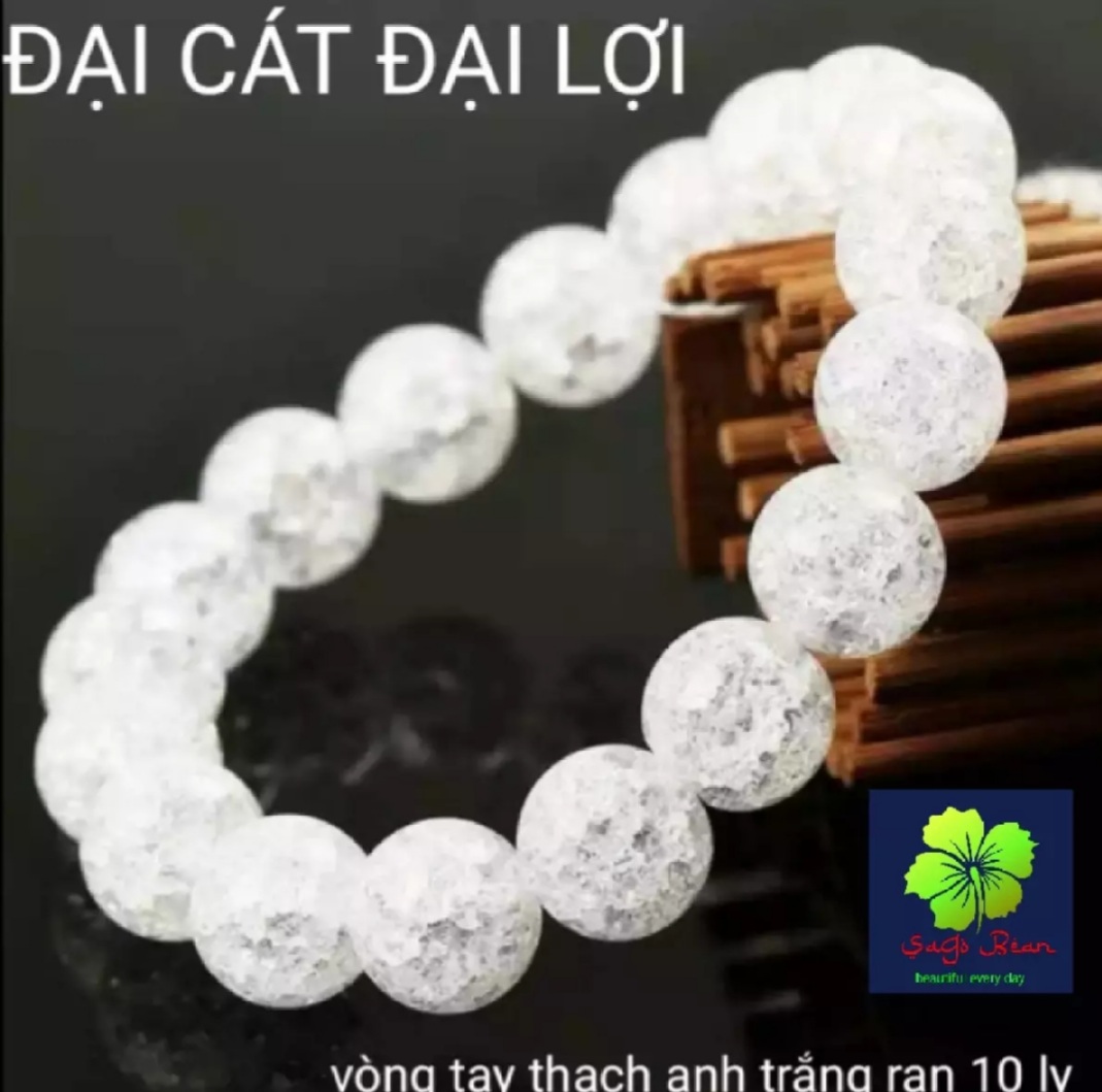 [HCM]VÒNG TAY ĐÁ THẠCH ANH TRẮNG RẠN 10 LY MỆNH KIMMỆNH THỦY