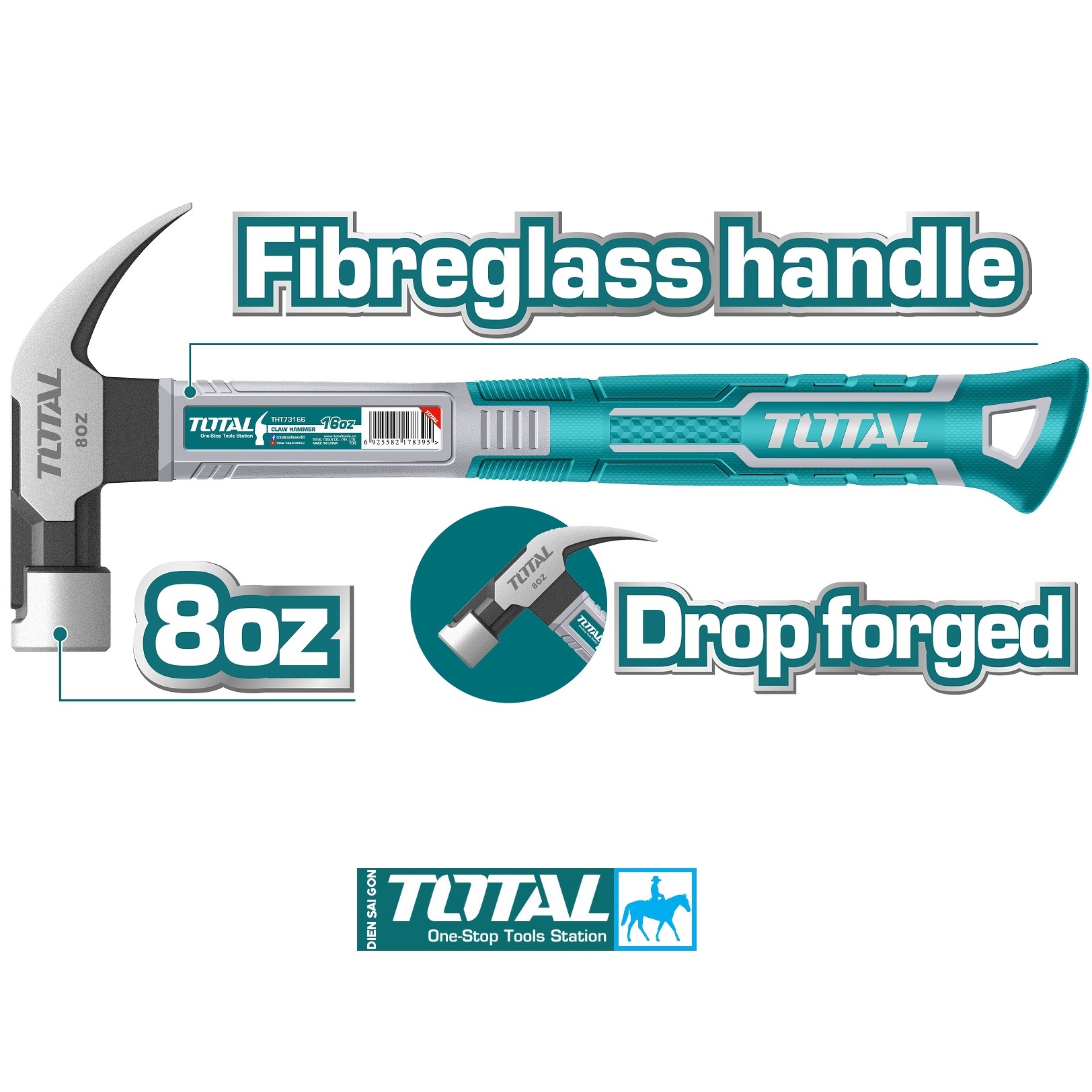 Búa nhổ đinh 8oz 220g fiberglass handle total thtch0086