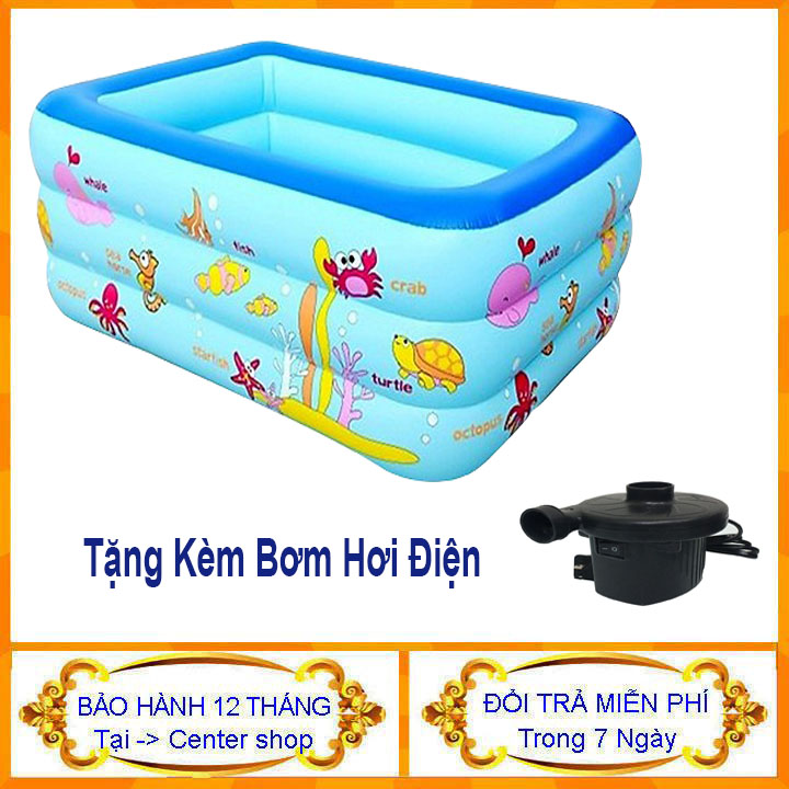 [ Mua 1 Tặng 1 ] Bể bơi 3 Tầng + Kèm bơm hơi - Bồn bơi cho bé - Bể bơi phao cho bé - Bể bơi mini - Bể bơi phao - Center shop