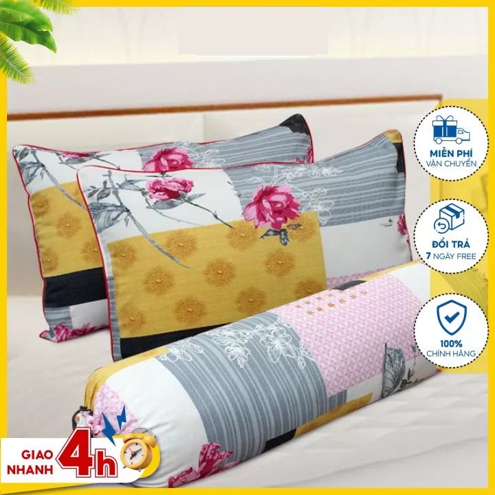 Bộ 2 vỏ gối nằm size 40x60cm và 1 vỏ gối ôm 35x100cm