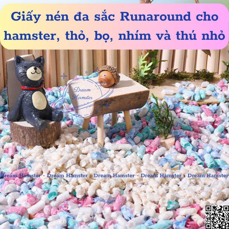 Giấy nén lót chuồng đa sắc Runaround cho hamster, thỏ, bọ, nhím và thú nhỏ