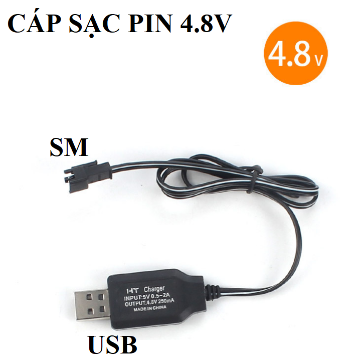 Cáp sạc 4.8v cổng nối SM sạc pin xe mô hình điều khiển