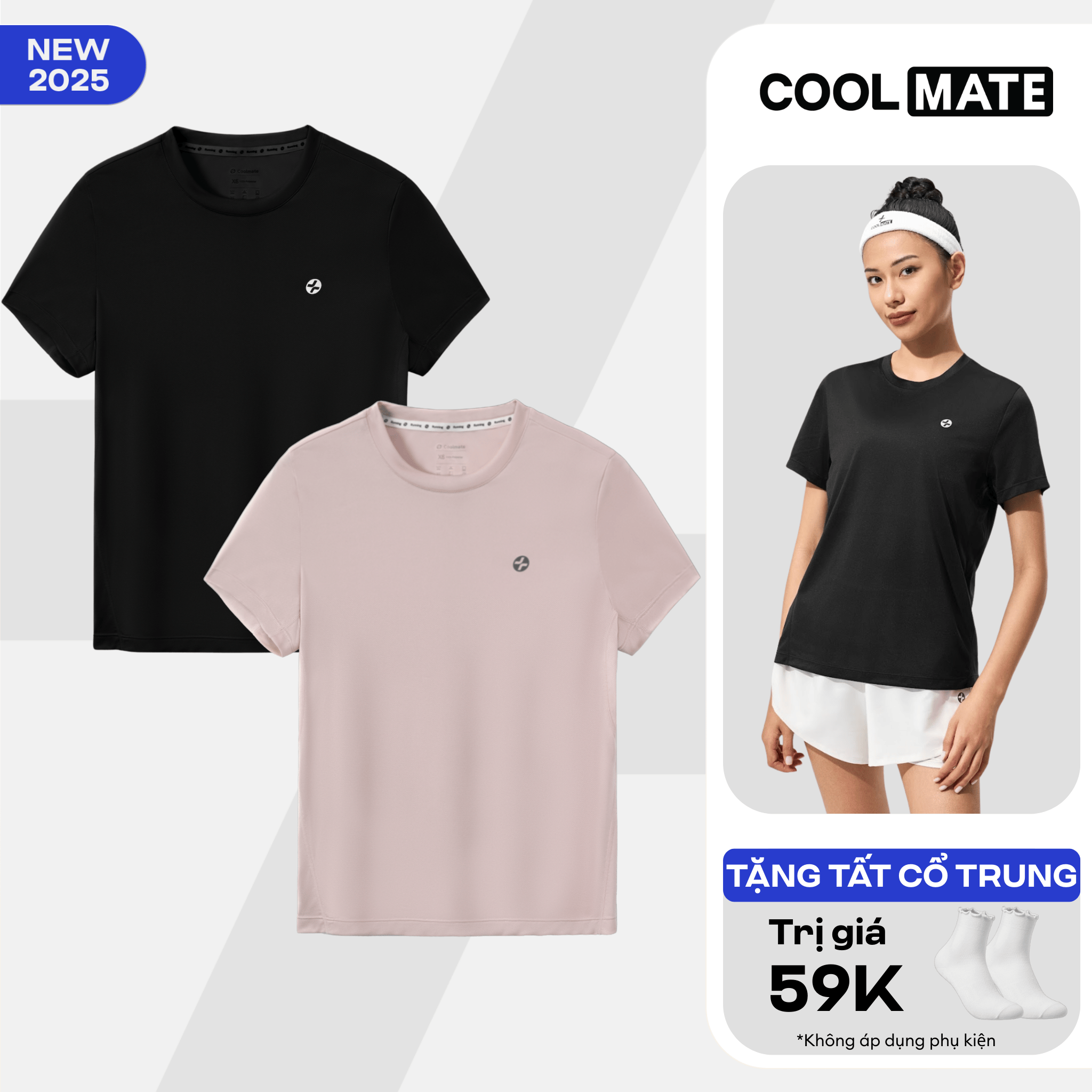 [TẶNG TẤT CỔ TRUNG]Combo 2 áo thun thể thao nữ Core Tee chạy bộ, tập gym, Pickleball siêu nhẹ, thấm hút, nhanh khô - Coolmate Women