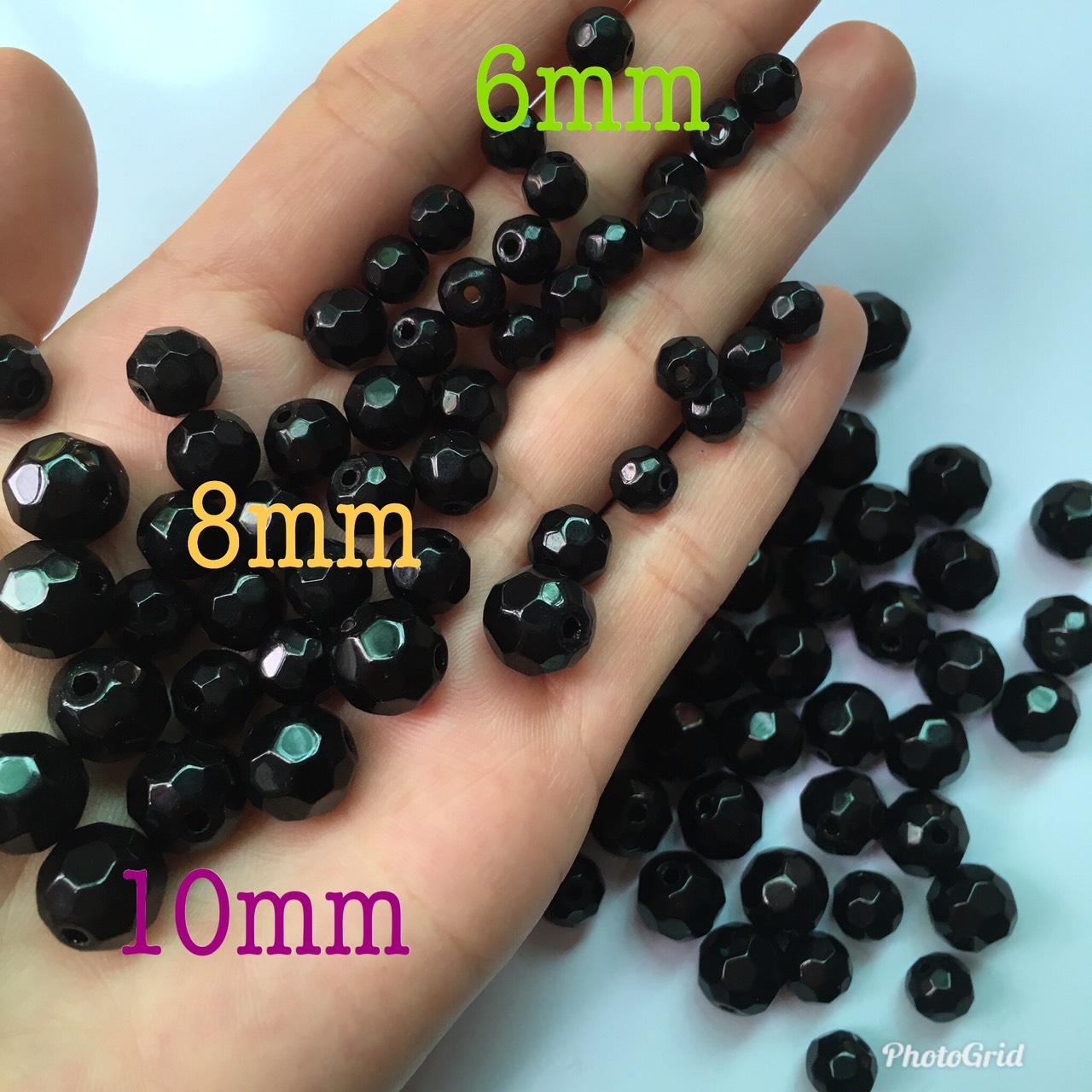 🍀🌺hạt đá đen mặt vát, chọn size 6-10mm