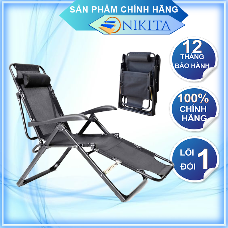 Ghế xếp thành giường, Vải lưới thoáng khí, Khung kim loại sơn tĩnh điện bền bỉ - NIKITA